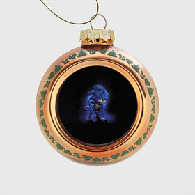 Стеклянный ёлочный шар с принтом Соник , Стекло | Диаметр: 80 мм | blue | hedgehog | movie | sonic | ёжик | синий | соник | фильм