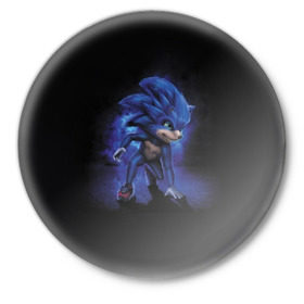Значок с принтом Соник  ,  металл | круглая форма, металлическая застежка в виде булавки | blue | hedgehog | movie | sonic | ёжик | синий | соник | фильм