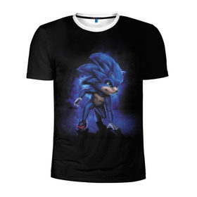 Мужская футболка 3D спортивная с принтом Соник , 100% полиэстер с улучшенными характеристиками | приталенный силуэт, круглая горловина, широкие плечи, сужается к линии бедра | blue | hedgehog | movie | sonic | ёжик | синий | соник | фильм
