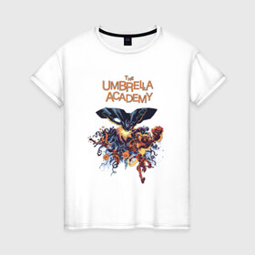 Женская футболка хлопок с принтом Umbrella Academy , 100% хлопок | прямой крой, круглый вырез горловины, длина до линии бедер, слегка спущенное плечо | 
