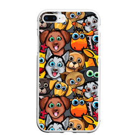 Чехол для iPhone 7Plus/8 Plus матовый с принтом Веселые собаки , Силикон | Область печати: задняя сторона чехла, без боковых панелей | бульдог | голубые глаза | доберман | животные | жирафы | котики | милые | олени | разноцветные | собаки | хаски | яркие