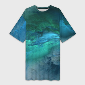 Платье-футболка 3D с принтом Изумрудные Облака ,  |  | Тематика изображения на принте: abstraction | абстракция | голубые | живопись | искусство | космос | краска | краски | облако | пар | природа | смешение красок | созвездие | стихия | туман | туманность