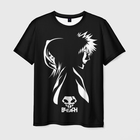 Мужская футболка 3D с принтом BLEACH minimal , 100% полиэфир | прямой крой, круглый вырез горловины, длина до линии бедер | anime | bleach | аниме | блич | ичиго | манга | маска | пустые | синигами | фэнтези