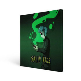Холст квадратный с принтом Sally Face , 100% ПВХ |  | sally face | игра | компьютерная игра | лицо | маска | протез | салли фейс | школа | шрамы
