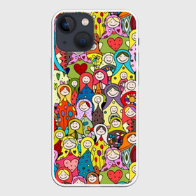 Чехол для iPhone 13 mini с принтом Весёлые матрешки ,  |  | cute | flowers | funny | girls | great | heart | look | matryoshka | national | power | russia | russians | smile | symbol | ussr | wooden | великая | взгляд | девушки | держа | игрушки | любовь | милый | национальный | платок | родина | россия | русские 