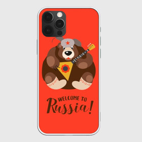 Чехол для iPhone 12 Pro Max с принтом Welcome to Russia , Силикон |  | Тематика изображения на принте: animal | balalaika | bear | great | hat | musical | play | power | predator | russia | russian | star | welcome | wild | балалайка | валенки | великая | д | дикий | добро | животное | звезда | играет | инструмент | медведь | музыкальный | надпись | пожало