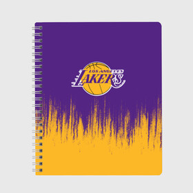 Тетрадь с принтом LA LAKERS , 100% бумага | 48 листов, плотность листов — 60 г/м2, плотность картонной обложки — 250 г/м2. Листы скреплены сбоку удобной пружинной спиралью. Уголки страниц и обложки скругленные. Цвет линий — светло-серый
 | los angeles lakers | nba | nba lakers | nba los angeles lakers | леброн джеймс. | лейкерс | лейкерс 2019 | лос анджелес лейкерс | хьюстон лейкерс