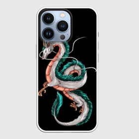 Чехол для iPhone 13 Pro с принтом Дракон Хаку на черном фоне ,  |  | аниме | безликий | сэн и таинственное исчезновение тихиро | унесённые призраками | хаку | хаяо миядзаки