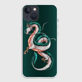 Чехол для iPhone 13 с принтом Дракон Хаку зеленый градиент ,  |  | аниме | безликий | сэн и таинственное исчезновение тихиро | унесённые призраками | хаку | хаяо миядзаки