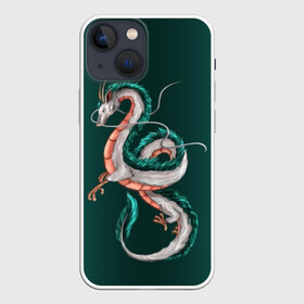 Чехол для iPhone 13 mini с принтом Дракон Хаку зеленый градиент ,  |  | аниме | безликий | сэн и таинственное исчезновение тихиро | унесённые призраками | хаку | хаяо миядзаки
