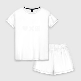 Женская пижама с шортиками хлопок с принтом LDR White , 100% хлопок | футболка прямого кроя, шорты свободные с широкой мягкой резинкой | death | love death + robots | netflix | robots | любовь | нетфликс | роботы | сериал
