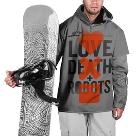 Накидка на куртку 3D с принтом LoveD+R , 100% полиэстер |  | death | love death + robots | netflix | robots | любовь | нетфликс | роботы | сериал