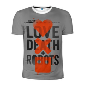 Мужская футболка 3D спортивная с принтом LoveD+R , 100% полиэстер с улучшенными характеристиками | приталенный силуэт, круглая горловина, широкие плечи, сужается к линии бедра | death | love death + robots | netflix | robots | любовь | нетфликс | роботы | сериал