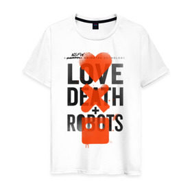 Мужская футболка хлопок с принтом LOVE DEATH + ROBOTS , 100% хлопок | прямой крой, круглый вырез горловины, длина до линии бедер, слегка спущенное плечо. | death | love death + robots | netflix | robots | любовь | нетфликс | роботы | сериал