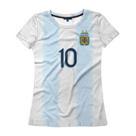 Женская футболка 3D с принтом Messi Copa America 2019 , 100% полиэфир ( синтетическое хлопкоподобное полотно) | прямой крой, круглый вырез горловины, длина до линии бедер | barcelona | champions | league | lionel | messi | spain | барселона | испания | лига | лионель | месси | чемпионов