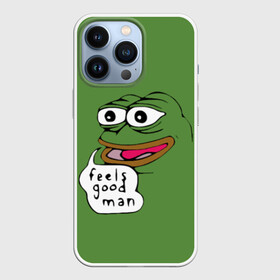 Чехол для iPhone 13 Pro с принтом Feels Good Man ,  |  | Тематика изображения на принте: pepe | pepe frog | зеленая лягушка | лягушка | пепе