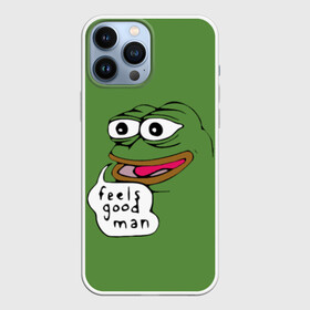 Чехол для iPhone 13 Pro Max с принтом Feels Good Man ,  |  | Тематика изображения на принте: pepe | pepe frog | зеленая лягушка | лягушка | пепе