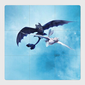 Магнитный плакат 3Х3 с принтом Fury , Полимерный материал с магнитным слоем | 9 деталей размером 9*9 см | how to train your dragon | night fury | беззубик | дневная фурия | дракон | звезды | как приручить дракона | космос | небо