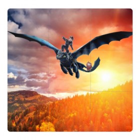 Магнитный плакат 3Х3 с принтом Night Fury , Полимерный материал с магнитным слоем | 9 деталей размером 9*9 см | how to train your dragon | night fury | беззубик | дракон | как приручить дракона | ночная фурия