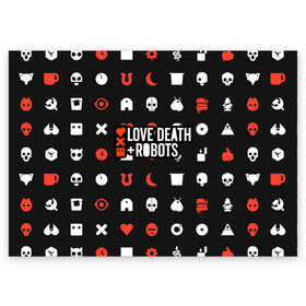 Поздравительная открытка с принтом Love, Death & Robots , 100% бумага | плотность бумаги 280 г/м2, матовая, на обратной стороне линовка и место для марки
 | cartoon | death | fantasy | heavy | horror | metal | miller | netflix | robots | tim | witness | любовь | миллер | мультфильм | робот | роботы | тим | ужасы | фэнтези