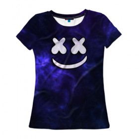 Женская футболка 3D с принтом Marshmello , 100% полиэфир ( синтетическое хлопкоподобное полотно) | прямой крой, круглый вырез горловины, длина до линии бедер | marshmello | диджей | звезды | клуб | клубная музыка | космос | маршмеллоу | маршмэлло | маршмэллоу | музыка | небо | ночь | электронная