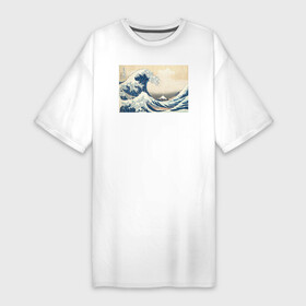 Платье-футболка хлопок с принтом Большая волна ,  |  | большая волна | искусство | канагава