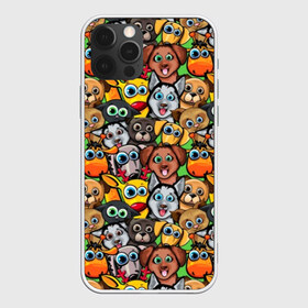 Чехол для iPhone 12 Pro Max с принтом Веселые собачки , Силикон |  | Тематика изображения на принте: бульдог | голубые глаза | доберман | животные | жирафы | котики | милые | олени | разноцветные | собаки | хаски | яркие