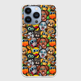 Чехол для iPhone 13 Pro с принтом Веселые собачки ,  |  | бульдог | голубые глаза | доберман | животные | жирафы | котики | милые | олени | разноцветные | собаки | хаски | яркие