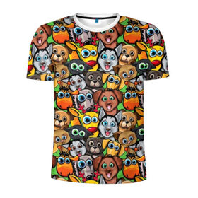 Мужская футболка 3D спортивная с принтом Веселые собачки , 100% полиэстер с улучшенными характеристиками | приталенный силуэт, круглая горловина, широкие плечи, сужается к линии бедра | бульдог | голубые глаза | доберман | животные | жирафы | котики | милые | олени | разноцветные | собаки | хаски | яркие