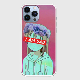 Чехол для iPhone 13 Pro Max с принтом Sadness ,  |  | Тематика изображения на принте: anime | cartoon | girl | girls | sad | sadness | trend | vaporwave | аниме | грусть | девушки | мультики | мультфильмы | тренды