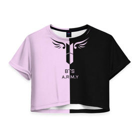 Женская футболка 3D укороченная с принтом BTS A.R.M.Y , 100% полиэстер | круглая горловина, длина футболки до линии талии, рукава с отворотами | army | bad | boy | bts | btsarmy | exo | jhope | jimin | jin | jungkook | k pop | kpop | mon | monster | rap | suga | wings | бтс | кпоп | поп
