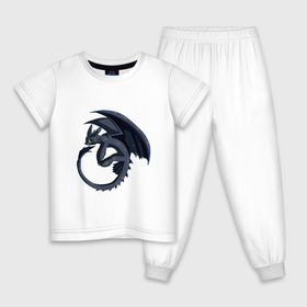 Детская пижама хлопок с принтом ночная фурия , 100% хлопок |  брюки и футболка прямого кроя, без карманов, на брюках мягкая резинка на поясе и по низу штанин
 | how to train your dragon | night fury | беззубик | дракон | как приручить дракона | ночная фурия