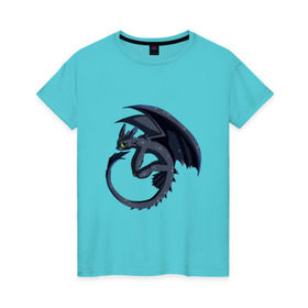 Женская футболка хлопок с принтом ночная фурия , 100% хлопок | прямой крой, круглый вырез горловины, длина до линии бедер, слегка спущенное плечо | how to train your dragon | night fury | беззубик | дракон | как приручить дракона | ночная фурия