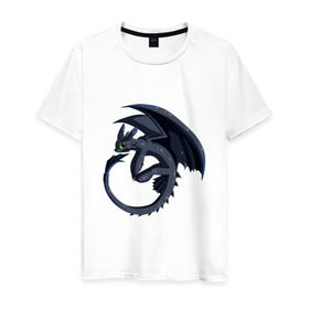 Мужская футболка хлопок с принтом ночная фурия , 100% хлопок | прямой крой, круглый вырез горловины, длина до линии бедер, слегка спущенное плечо. | how to train your dragon | night fury | беззубик | дракон | как приручить дракона | ночная фурия
