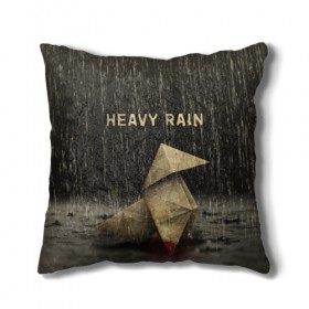 Подушка 3D с принтом Heavy Rain , наволочка – 100% полиэстер, наполнитель – холлофайбер (легкий наполнитель, не вызывает аллергию). | состоит из подушки и наволочки. Наволочка на молнии, легко снимается для стирки | 