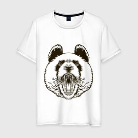 Мужская футболка хлопок с принтом Angry Panda , 100% хлопок | прямой крой, круглый вырез горловины, длина до линии бедер, слегка спущенное плечо. | Тематика изображения на принте: panda | животные | злая панда | зло | панда | природа