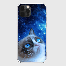 Чехол для iPhone 12 Pro Max с принтом Сердитый кот в космосе , Силикон |  | grumpy cat | космос | кот | кот в космосе | кот мем | кошка | кошка мем | мем кот | сердитый кот | синий кот