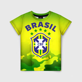 Детская футболка 3D с принтом Бразилия , 100% гипоаллергенный полиэфир | прямой крой, круглый вырез горловины, длина до линии бедер, чуть спущенное плечо, ткань немного тянется | brasil | brazil | бразилия | бразильская сборная | сборная бразилии | сборная бразилии по футболу | сборные | форма | футбол | футбольные сборные | чемпиона | чемпионат мира