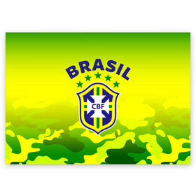 Поздравительная открытка с принтом Бразилия , 100% бумага | плотность бумаги 280 г/м2, матовая, на обратной стороне линовка и место для марки
 | brasil | brazil | бразилия | бразильская сборная | сборная бразилии | сборная бразилии по футболу | сборные | форма | футбол | футбольные сборные | чемпиона | чемпионат мира