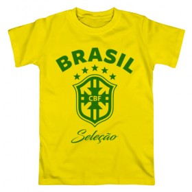Мужская футболка хлопок с принтом Бразилия , 100% хлопок | прямой крой, круглый вырез горловины, длина до линии бедер, слегка спущенное плечо. | 