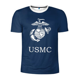 Мужская футболка 3D спортивная с принтом United States Marine Corps , 100% полиэстер с улучшенными характеристиками | приталенный силуэт, круглая горловина, широкие плечи, сужается к линии бедра | Тематика изображения на принте: u.s. army | u.s. navy | армия | морская пехота