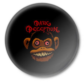 Значок с принтом Dark Deception 1 ,  металл | круглая форма, металлическая застежка в виде булавки | dark | dark deception | deception | five night | fnaf | game | horror | дарк десепшен | игра