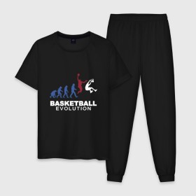 Мужская пижама хлопок с принтом Баскетбольная эволюция , 100% хлопок | брюки и футболка прямого кроя, без карманов, на брюках мягкая резинка на поясе и по низу штанин
 | and1 | basketball | coach | evolution | game | james | jordan | lebron | monkey | mvp | nba | player | slam dunk | sport | streetball | team | баскетбол | баскетболист | бросок | джеймс | джордан | игра | игрок | леброн | мяч | нба | обезьяна | 