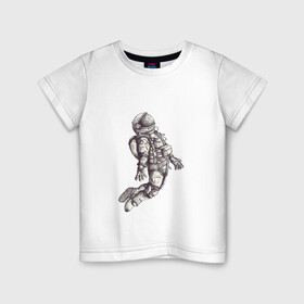 Детская футболка хлопок с принтом Космонавт , 100% хлопок | круглый вырез горловины, полуприлегающий силуэт, длина до линии бедер | 12 апреля | cosmonaut | space | апрель | астронавт | гагарин | космонавт | космонавтики | космос | юрий гагарин