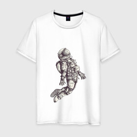 Мужская футболка хлопок с принтом Космонавт , 100% хлопок | прямой крой, круглый вырез горловины, длина до линии бедер, слегка спущенное плечо. | 12 апреля | cosmonaut | space | апрель | астронавт | гагарин | космонавт | космонавтики | космос | юрий гагарин