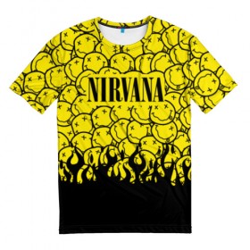 Мужская футболка 3D с принтом NIRVANA , 100% полиэфир | прямой крой, круглый вырез горловины, длина до линии бедер | Тематика изображения на принте: like nirvana | nirvana | nirvana smells | nirvana spirit | nirvana teen | teen spirit | курт кобейн | нирвана | нирвана like. | нирвана smells