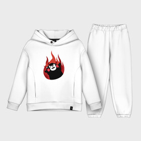 Детский костюм хлопок Oversize с принтом Kumamon поджигает ,  |  | fire | for | glory | hell | japan | of course | ofc | satan | the | иероглифы | кумамон | медведь | огонь | пожар | япония