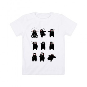 Детская футболка хлопок с принтом Kumamon , 100% хлопок | круглый вырез горловины, полуприлегающий силуэт, длина до линии бедер | fire | for | glory | hell | japan | of course | ofc | satan | the | иероглифы | кумамон | медведь | огонь | пожар | япония