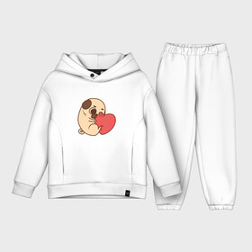 Детский костюм хлопок Oversize с принтом Мопс и Сердечко ,  |  | pug | любовь | мопс | сердце | собака