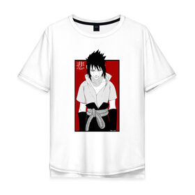 Мужская футболка хлопок Oversize с принтом SAD Sasuke , 100% хлопок | свободный крой, круглый ворот, “спинка” длиннее передней части | 